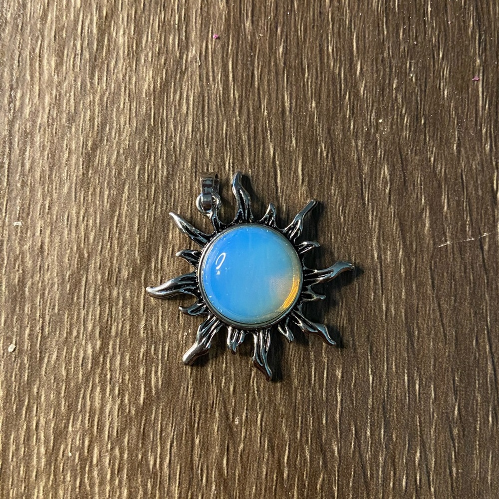 Silver Sun Pendant with Opal Stone
